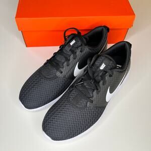 Spikeless Nike Gold Shoes Roshe G Black White New